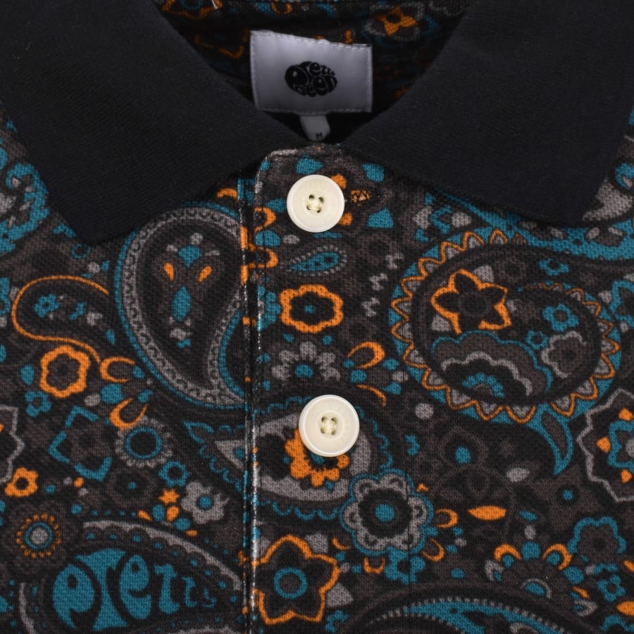 Pretty Green Wonderwall Paisley Polo T Shirt Grey